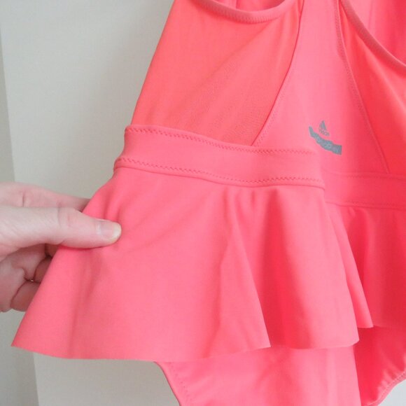 ADIDAS X STELLA MCCARTNEY Coral Pink One Piece Ruffle Swimsuit - Size L - Picture 11 of 14